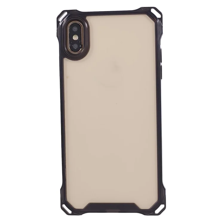 Funda para iPhone XS Max Carcasa TPU Marco Transparente Acrílico Posterior Cubierta del Teléfono - Negro Transparente