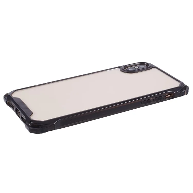Funda para iPhone XS Max Carcasa TPU Marco Transparente Acrílico Posterior Cubierta del Teléfono - Negro Transparente