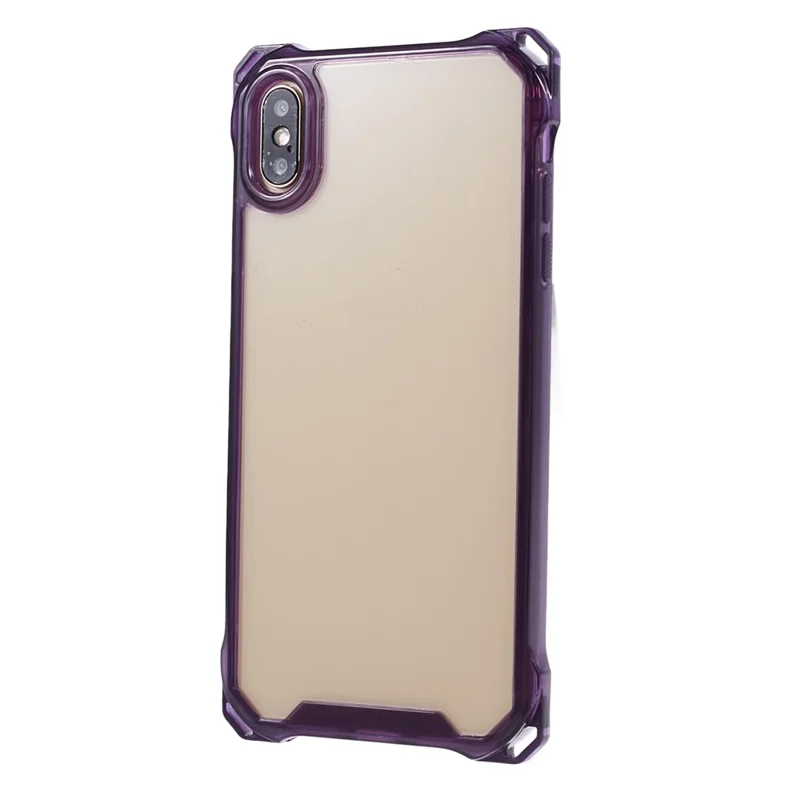 For iPhone XS Max Case TPU Frame Clear Acrylic Back Phone Cover - Transparent Purple