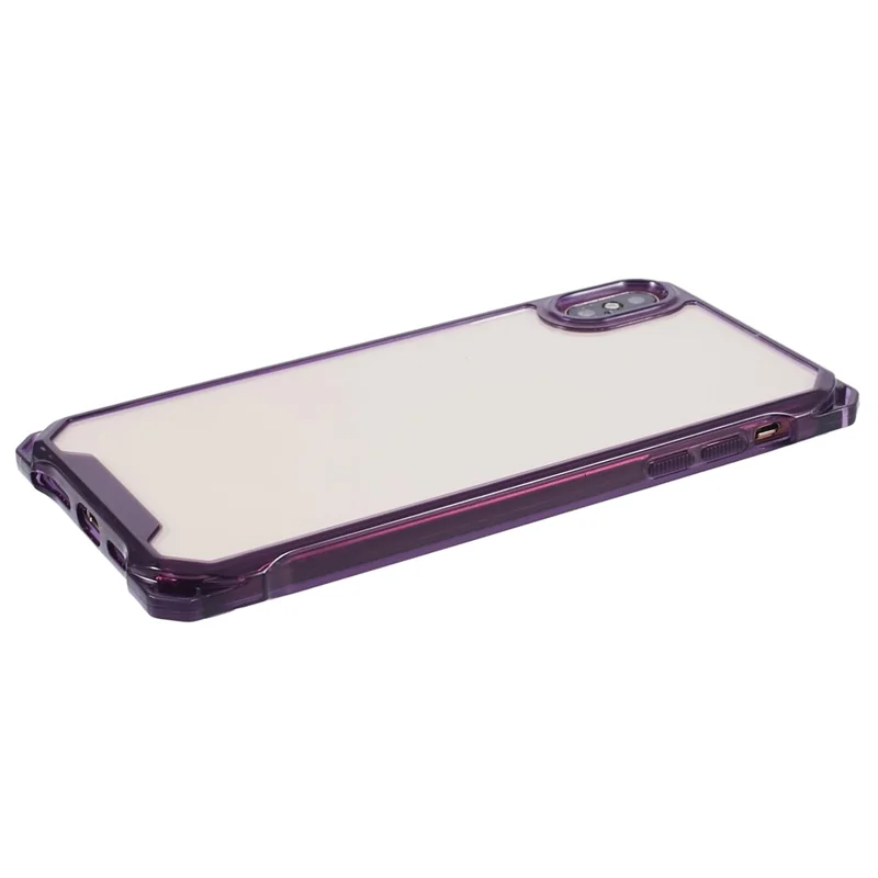 For iPhone XS Max Case TPU Frame Clear Acrylic Back Phone Cover - Transparent Purple