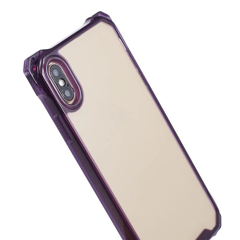 For iPhone XS Max Case TPU Frame Clear Acrylic Back Phone Cover - Transparent Purple