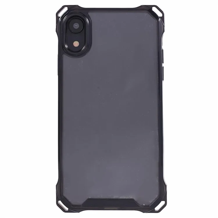 Custodia per iPhone XR 6.1 pollici Antiurto TPU+Acrilico Cover Posteriore del Telefono (Foro Obiettivo Posteriore Grande) - Nero Trasparente