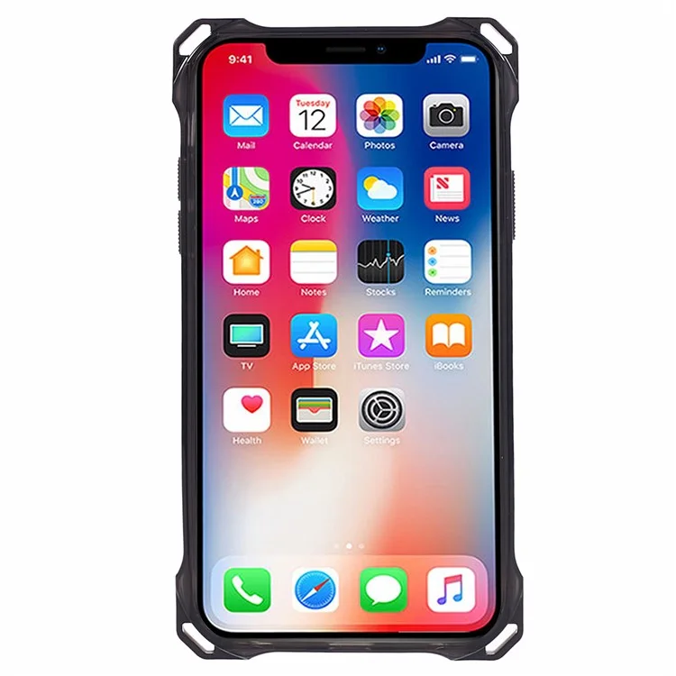Custodia per iPhone XR 6.1 pollici Antiurto TPU+Acrilico Cover Posteriore del Telefono (Foro Obiettivo Posteriore Grande) - Nero Trasparente