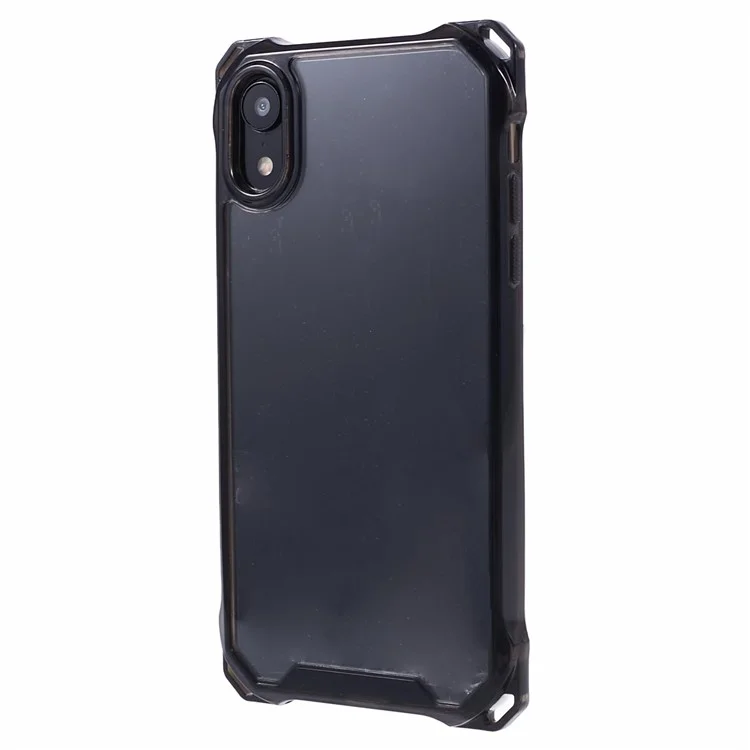 Custodia per iPhone XR 6.1 pollici Antiurto TPU+Acrilico Cover Posteriore del Telefono (Foro Obiettivo Posteriore Grande) - Nero Trasparente