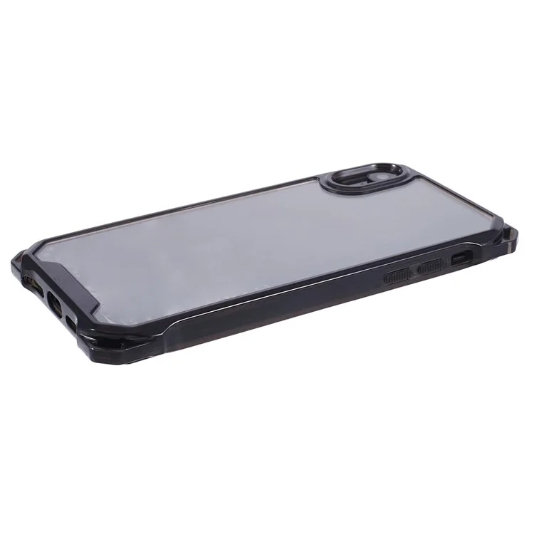 Custodia per iPhone XR 6.1 pollici Antiurto TPU+Acrilico Cover Posteriore del Telefono (Foro Obiettivo Posteriore Grande) - Nero Trasparente