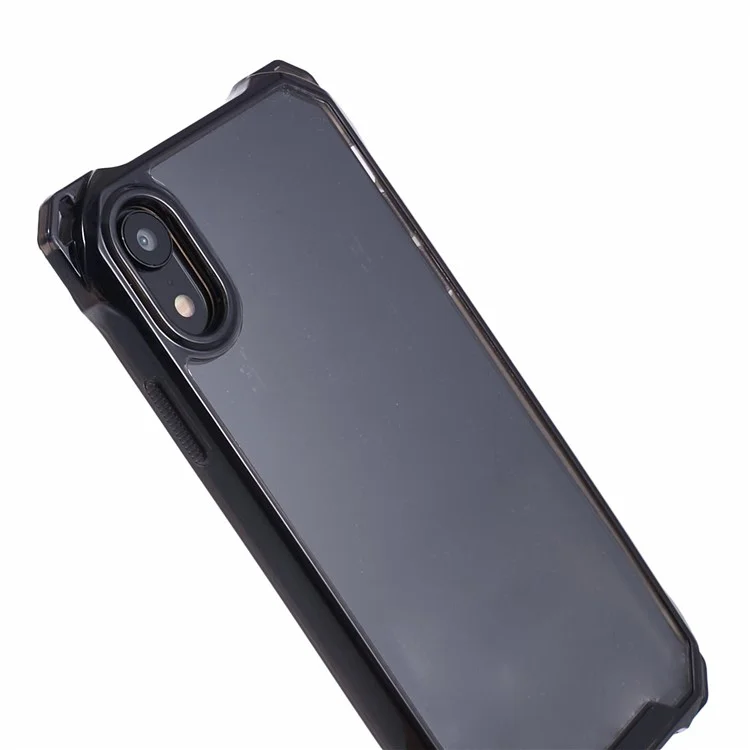 Custodia per iPhone XR 6.1 pollici Antiurto TPU+Acrilico Cover Posteriore del Telefono (Foro Obiettivo Posteriore Grande) - Nero Trasparente