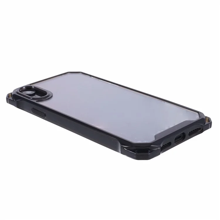 Custodia per iPhone XR 6.1 pollici Antiurto TPU+Acrilico Cover Posteriore del Telefono (Foro Obiettivo Posteriore Grande) - Nero Trasparente