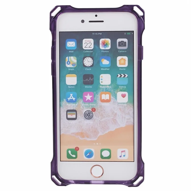 pour iphone 6 / 7 / 6s / 8 / se (2022) couverture de téléphone anti-drop tpu + acrylique - violet transparent