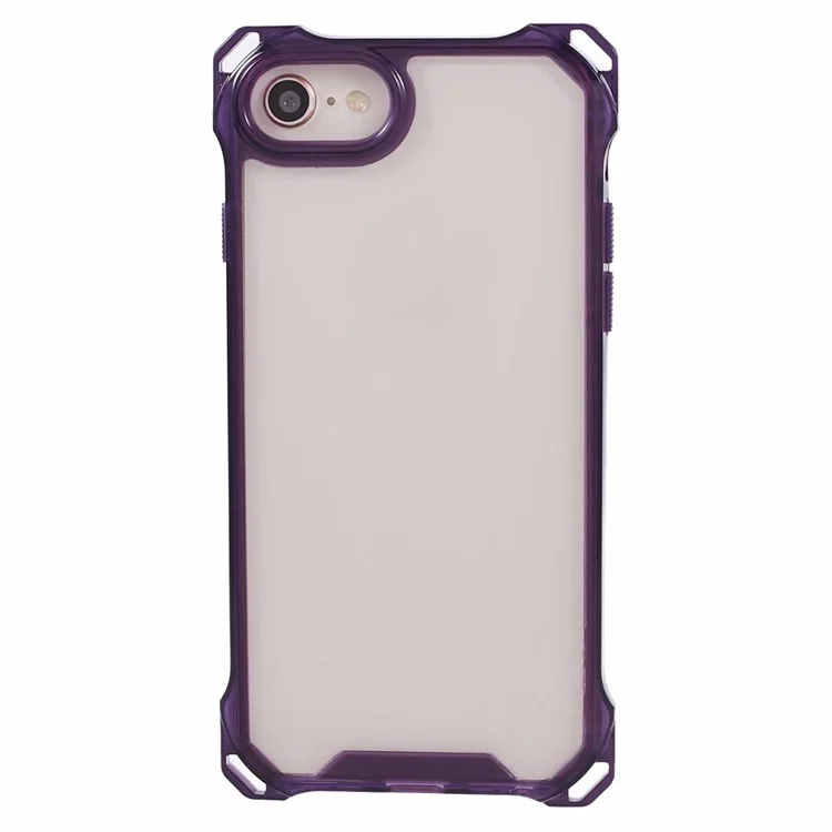 pour iphone 6 / 7 / 6s / 8 / se (2022) couverture de téléphone anti-drop tpu + acrylique - violet transparent