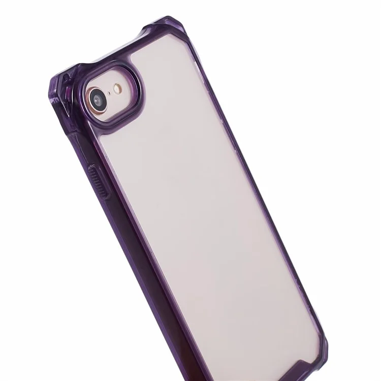 pour iphone 6 / 7 / 6s / 8 / se (2022) couverture de téléphone anti-drop tpu + acrylique - violet transparent