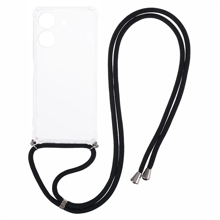 For Xiaomi Redmi 13C 4G / Poco C65 4G Case TPU Drop-resistant Phone Back Cover with Lanyard - Transparent
