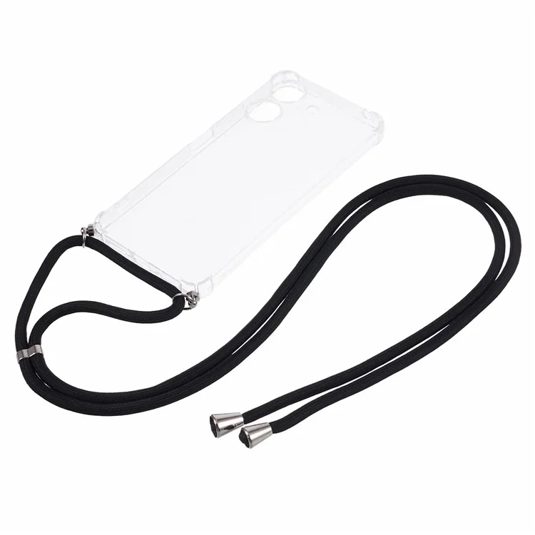 For Xiaomi Redmi 13C 4G / Poco C65 4G Case TPU Drop-resistant Phone Back Cover with Lanyard - Transparent