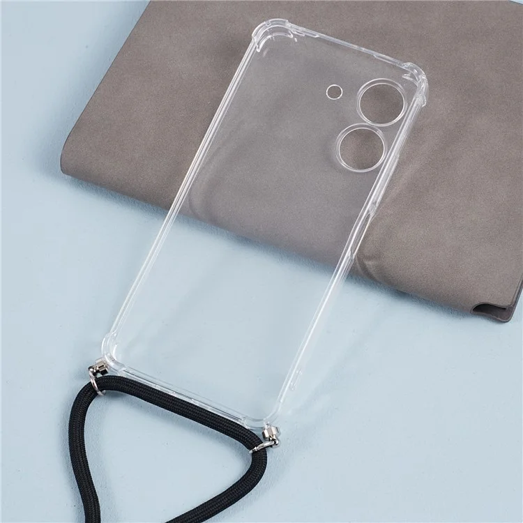 For Xiaomi Redmi 13C 4G / Poco C65 4G Case TPU Drop-resistant Phone Back Cover with Lanyard - Transparent