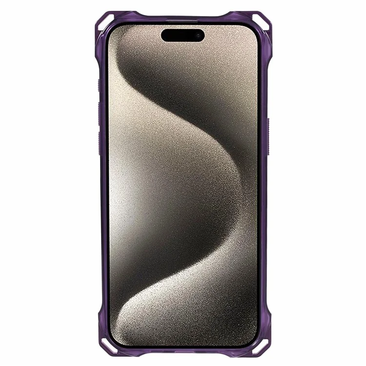 For iPhone 15 Pro Max Phone Case 4 Corner Shock Absorption Cover - Transparent Purple