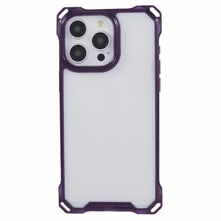 For iPhone 15 Pro Max Phone Case 4 Corner Shock Absorption Cover - Transparent Purple