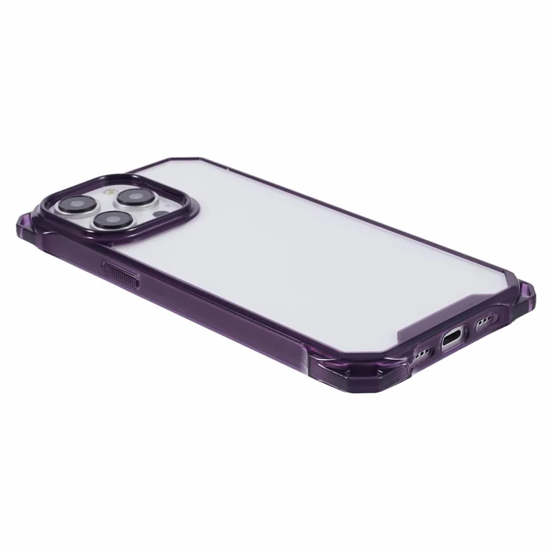 For iPhone 15 Pro Max Phone Case 4 Corner Shock Absorption Cover - Transparent Purple