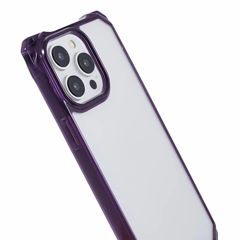 For iPhone 15 Pro Max Phone Case 4 Corner Shock Absorption Cover - Transparent Purple