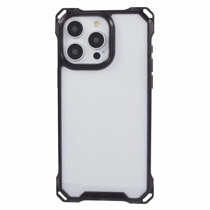 For iPhone 15 Pro Protective Case Reinforced Corner Clear Phone Cover - Transparent Black