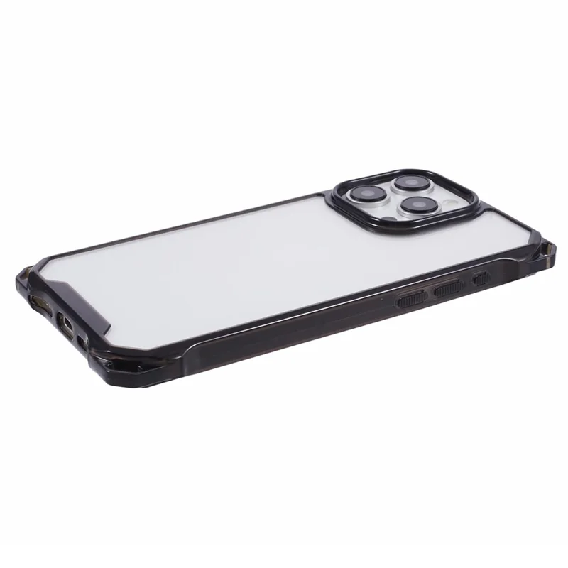 For iPhone 15 Pro Protective Case Reinforced Corner Clear Phone Cover - Transparent Black