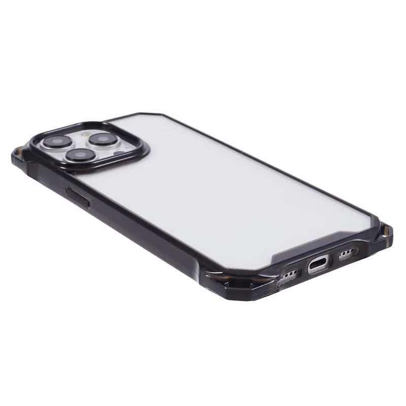 For iPhone 15 Pro Protective Case Reinforced Corner Clear Phone Cover - Transparent Black