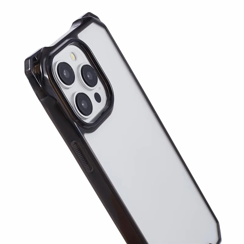 For iPhone 15 Pro Protective Case Reinforced Corner Clear Phone Cover - Transparent Black