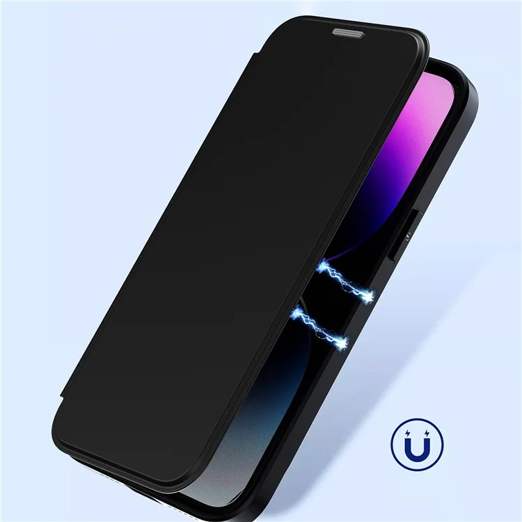 Para Iphone 13 Pro 6.1 Pulgadas Cajones de Teléfono Celular PU Leather+tpu+portada de la Tarjeta Acrílica - Negro