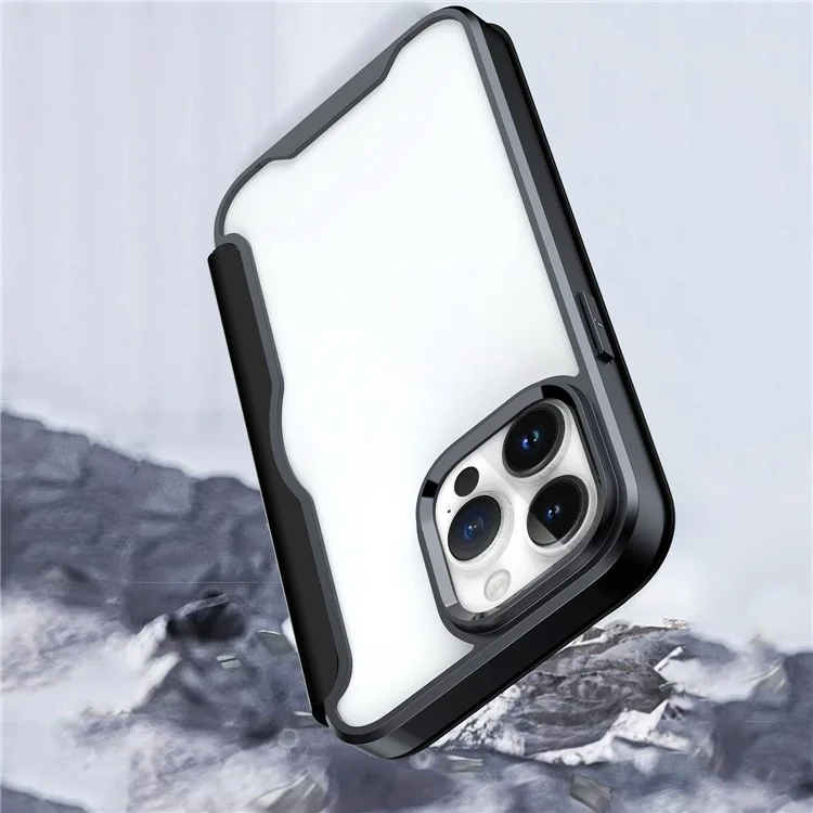 Für iPhone 13 Pro 6,1-Zoll-Handyhüllen Pu-Leder+TPU+Acryl-Kartenfach-Abdeckung - Schwarz