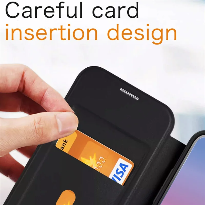 For Samsung Galaxy S23 Cell Phone Cases Leather+TPU+Acrylic Card Slot Protective Shell - Black