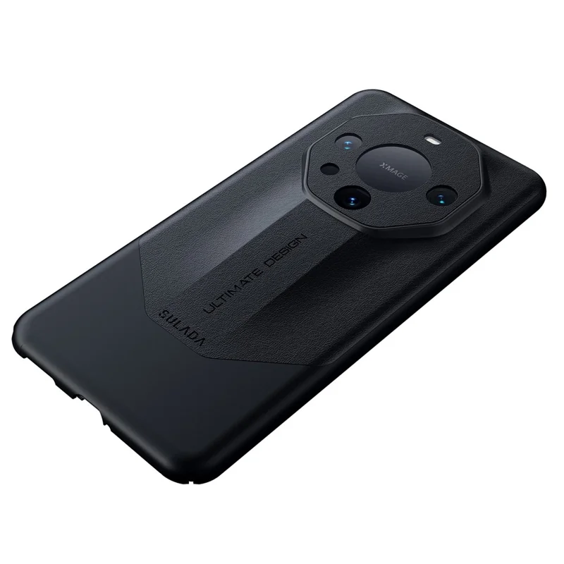 SULADA Pour Étui Téléphone Huawei Mate 60, Coque PC Enduit de Cuir PU - Noir