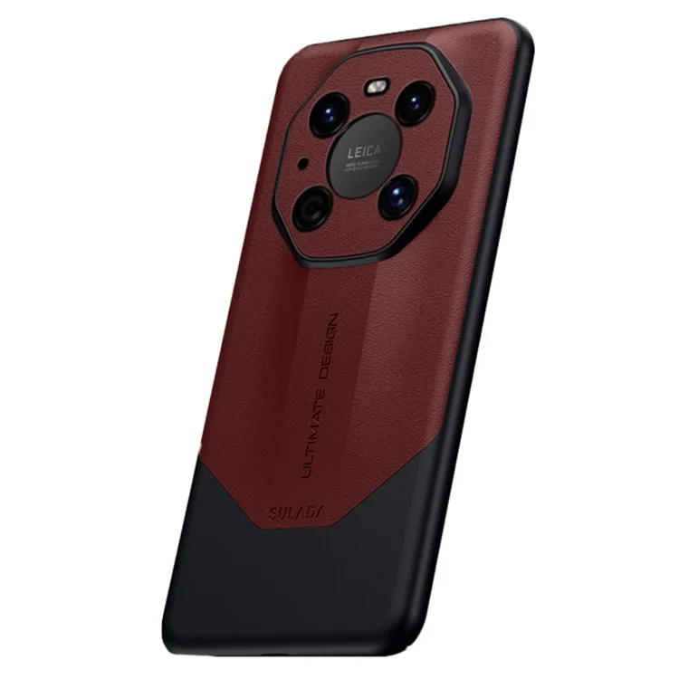 Sulada Para Huawei Mate 40 Pro 4G / Mate 40 Pro 5G Case de Teléfono PC Recubierta Con Cubierta Protectora de Cuero PU - Rojo