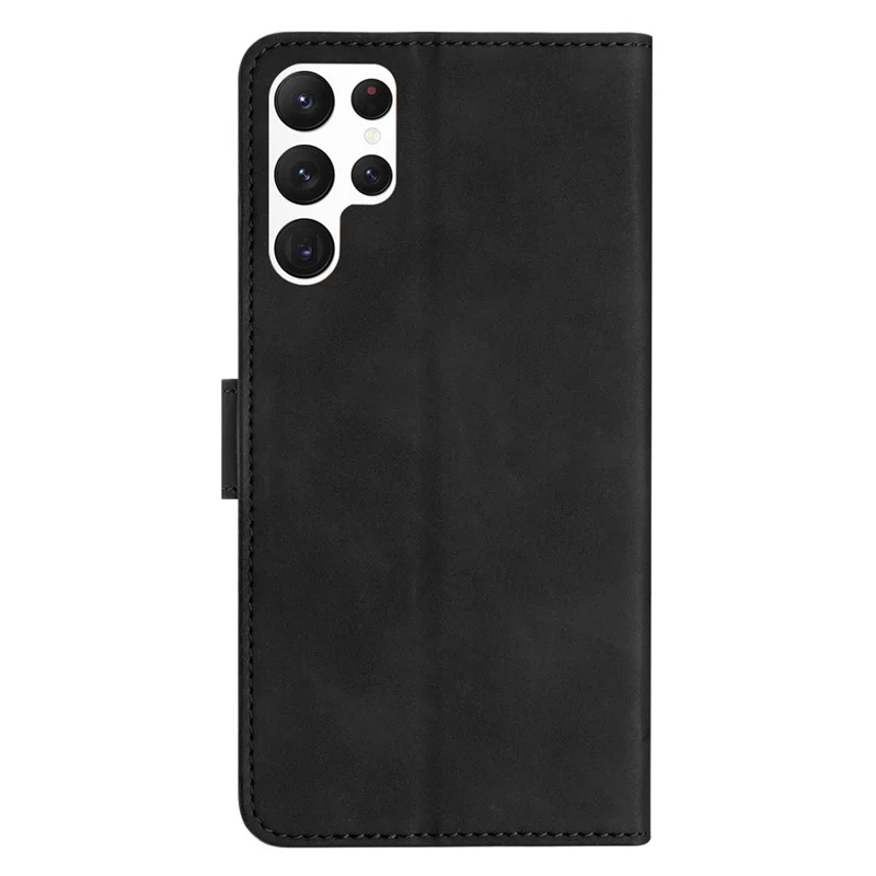Для Samsung Galaxy S24 Ultra Case PU Кожаный Бумажник Имприминг Бабочка Стенд Чехол для телефона - Черный