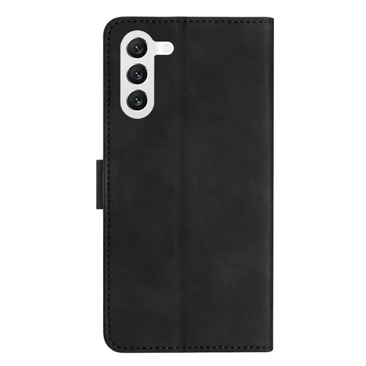 For Samsung Galaxy S24 Case Anti-Scratch Phone Shell Imprinted Leather Wallet Stand Cover - Black
