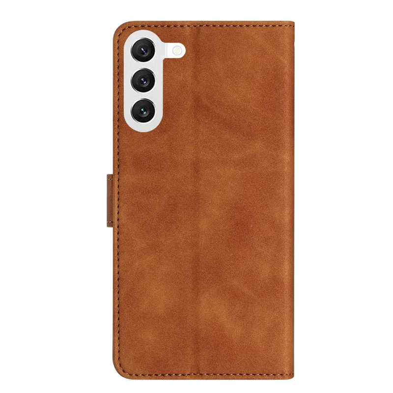 For Samsung Galaxy S24 Case Anti-Scratch Phone Shell Imprinted Leather Wallet Stand Cover - Brown