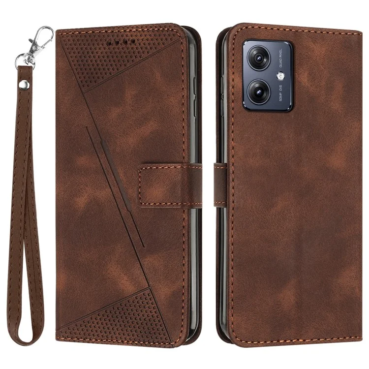 Pour Motorola Moto G54 5G Buteul Tranglet Couverture Imprisé - Brun