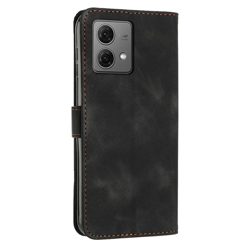 For Motorola Moto G84 5G Leather Case Triangle Imprinted Mobile Phone Cover - Black