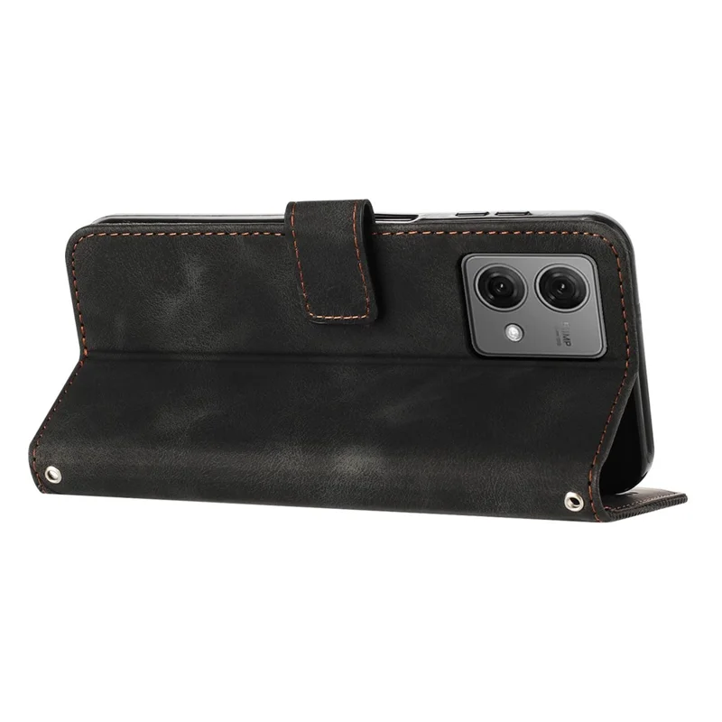 For Motorola Moto G84 5G Leather Case Triangle Imprinted Mobile Phone Cover - Black