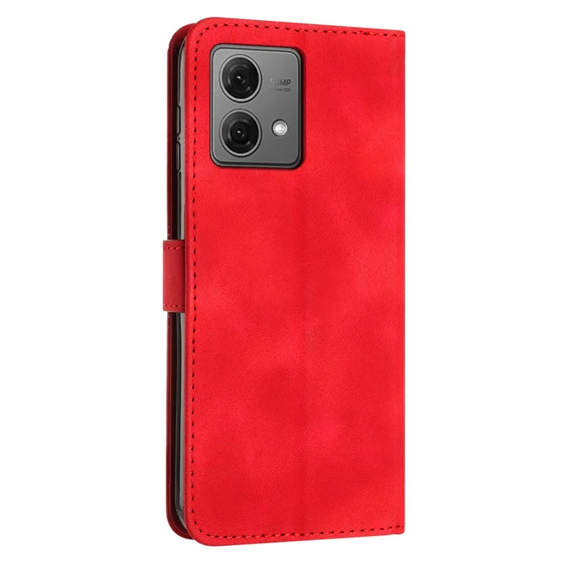 For Motorola Edge 40 Neo 5G Case Triangle Imprinted Phone Wallet Cover with Strap - Red