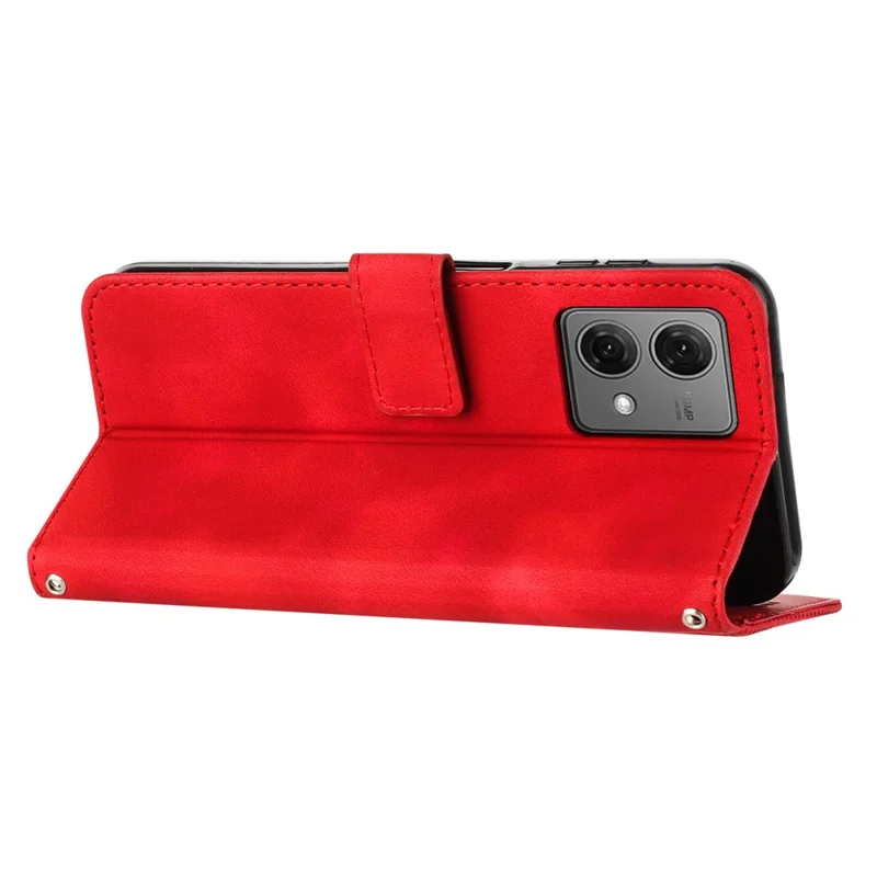 For Motorola Moto G Stylus (2023) Case Triangle Imprinted Leather Cover with Stand Wallet - Red