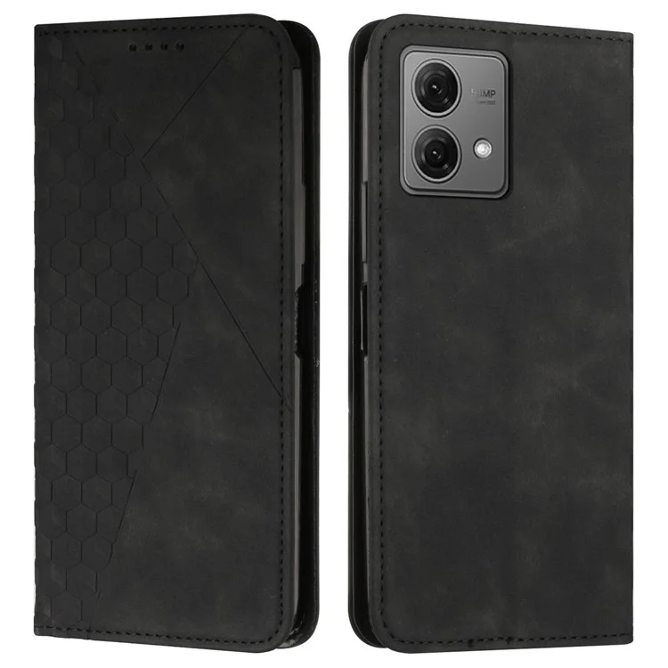 Für Motorola Moto G84 5G Case Bedruckter Standhaut PU-Leder-Telefonschale Geldbörse - Schwarz