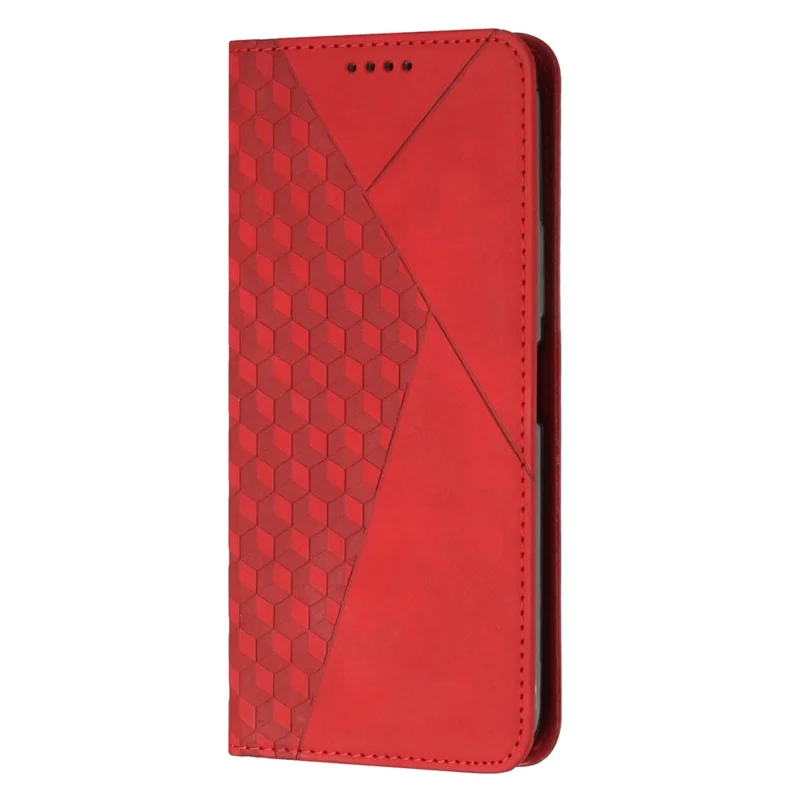 For Samsung Galaxy A05s 4G PU Leather Phone Case Imprinted Rhombus Stand Skin-touch Wallet Cover - Red