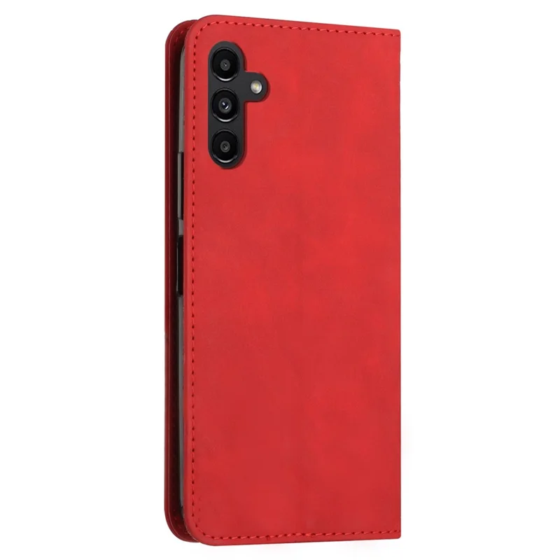 For Samsung Galaxy A05s 4G PU Leather Phone Case Imprinted Rhombus Stand Skin-touch Wallet Cover - Red