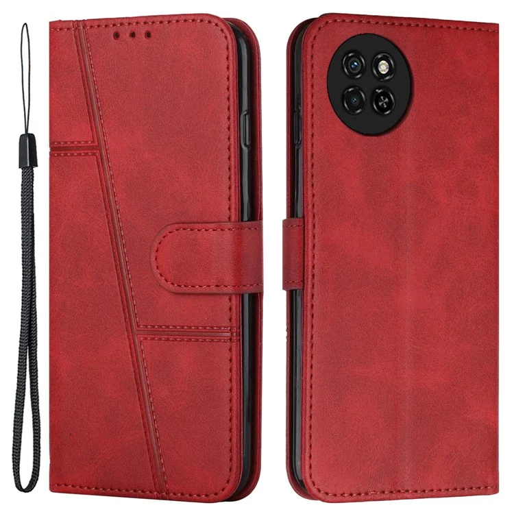 For itel S23 Phone Case Stand Wallet PU Leather Mobile Phone Cover - Red