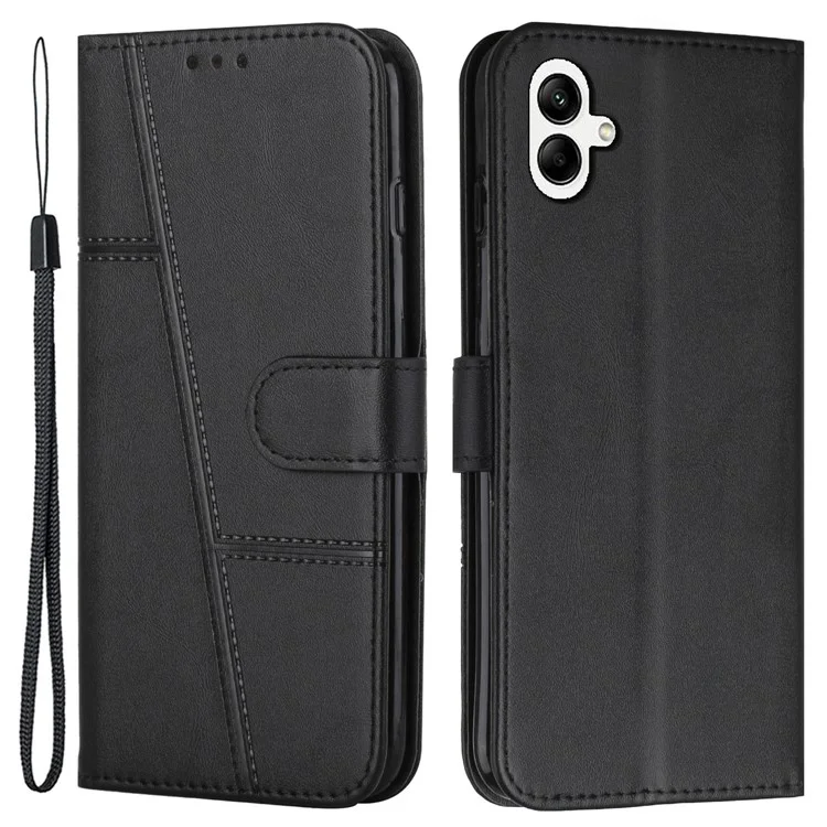 Für Samsung Galaxy A05 4G Lederhülle Magnetischer Verschluss Wallet Flip Phone Cover - Schwarz