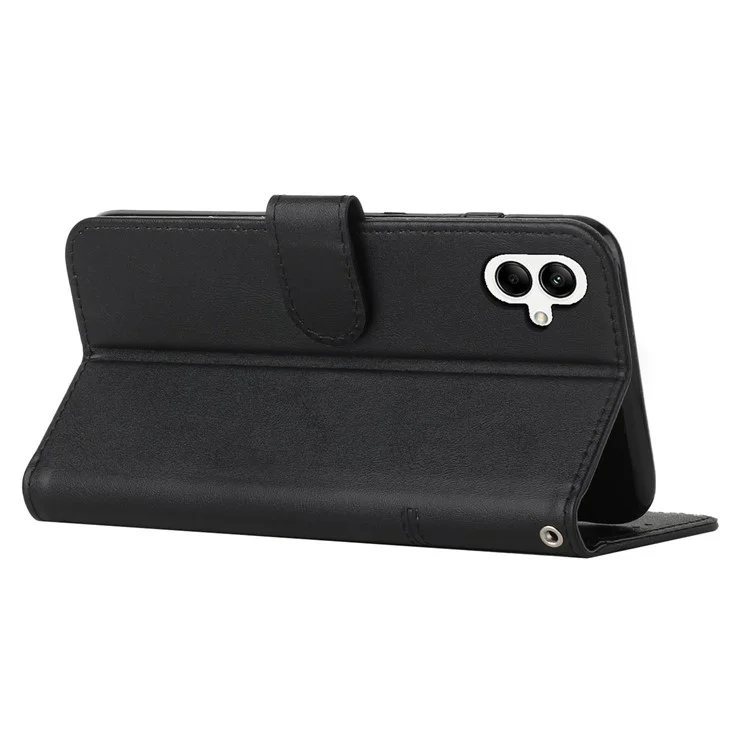Für Samsung Galaxy A05 4G Lederhülle Magnetischer Verschluss Wallet Flip Phone Cover - Schwarz