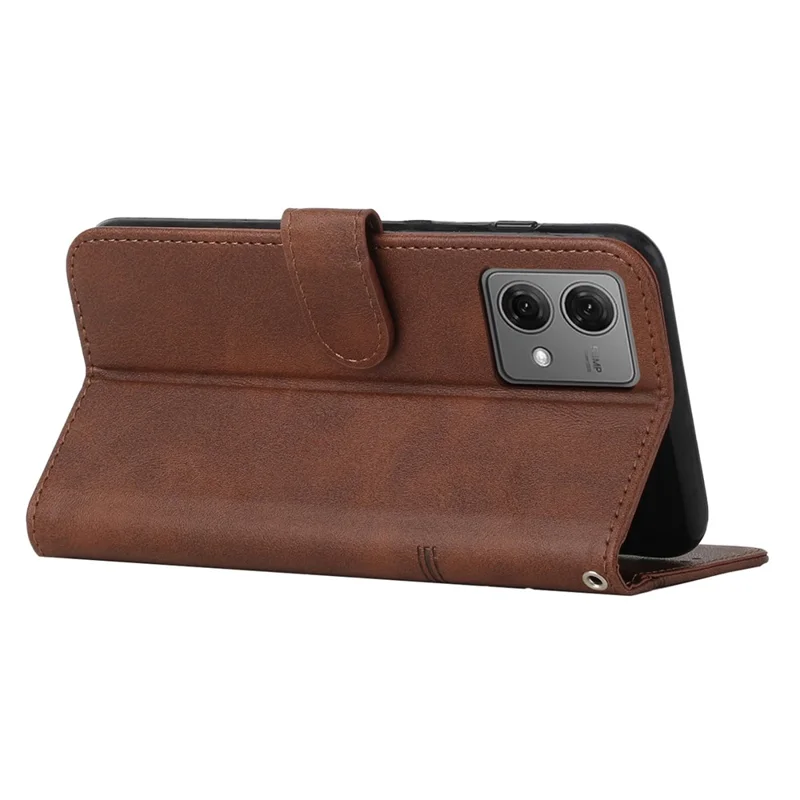 For Motorola Edge 40 Neo 5G Case Magnetic Clasp Leather Wallet Phone Cover - Brown