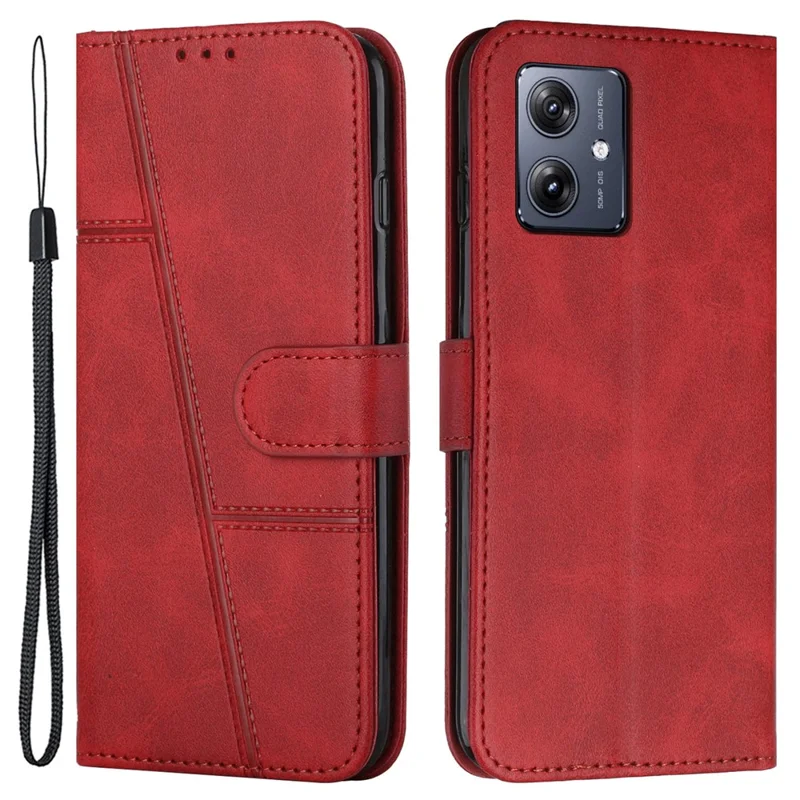 For Motorola Moto G54 5G Case Wallet Stand Full Protection Phone Cover - Red