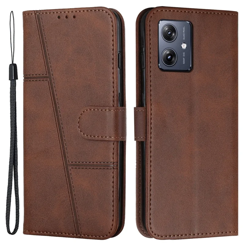 For Motorola Moto G54 5G Case Wallet Stand Full Protection Phone Cover - Brown