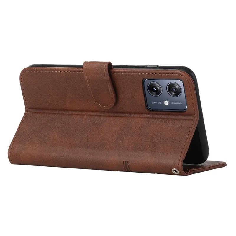 For Motorola Moto G54 5G Case Wallet Stand Full Protection Phone Cover - Brown