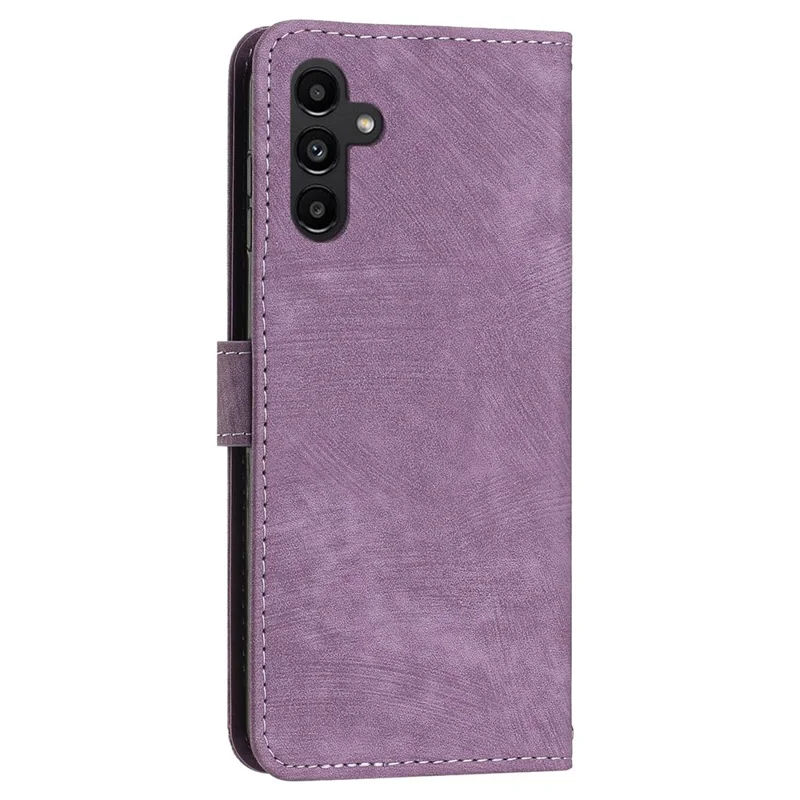 Für Samsung Galaxy A15 4G Case Skin-touch TPU+PU Leder Schale Ständer Cover Geldbörse - Purple