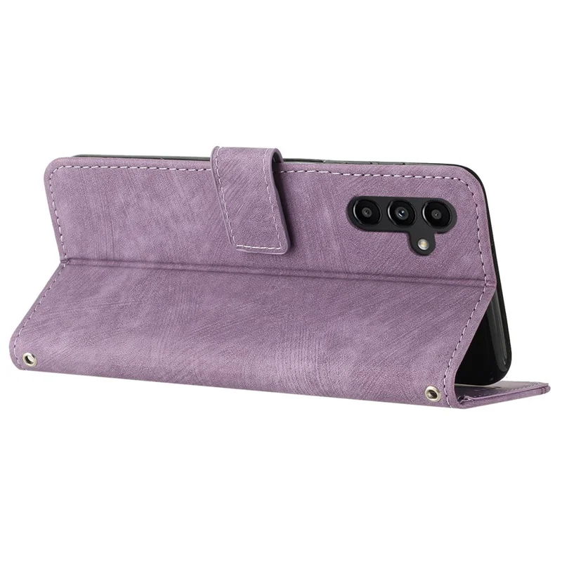 Für Samsung Galaxy A15 4G Case Skin-touch TPU+PU Leder Schale Ständer Cover Geldbörse - Purple
